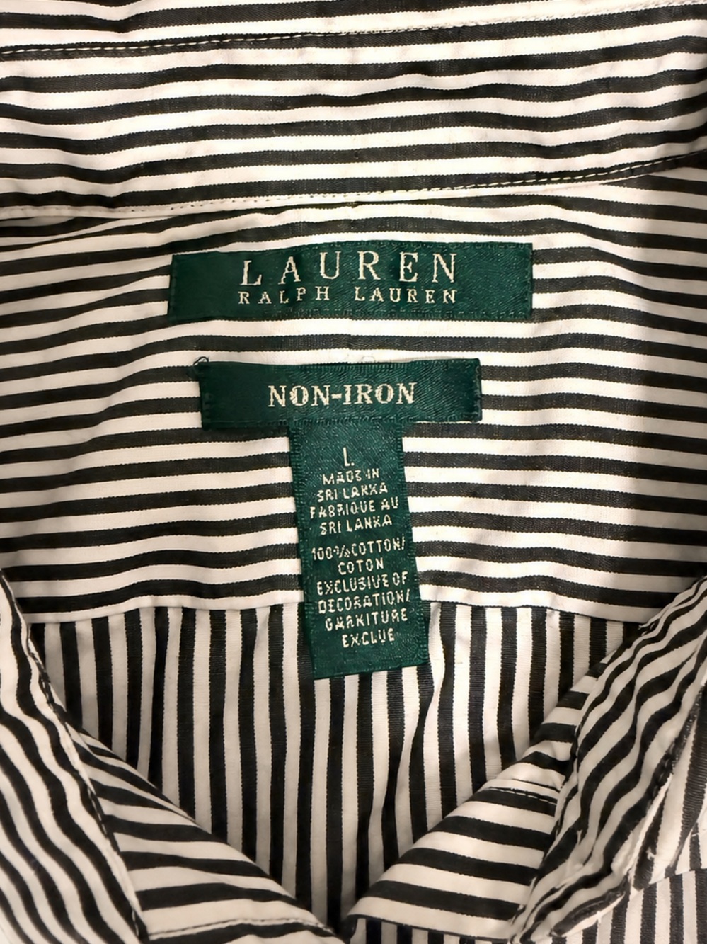 Lauren Ralph Lauren Black & White Vertical Stripe Button Up - Picture 5 of 9